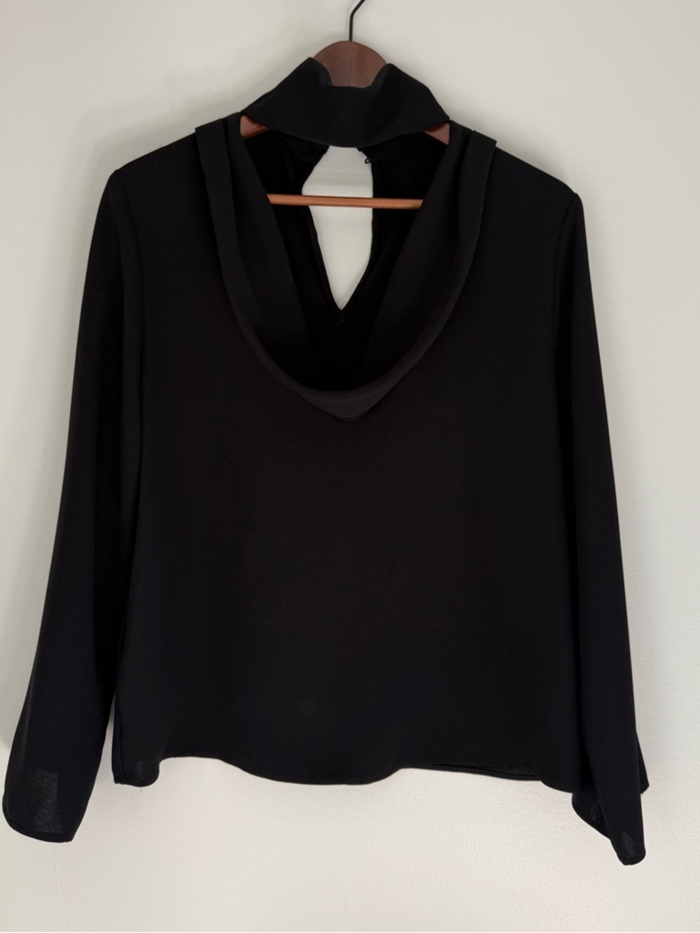 Zara Black Choker Draped Neck Blouse | Flared Sleeves | 70s Boho Chic | Size S-M